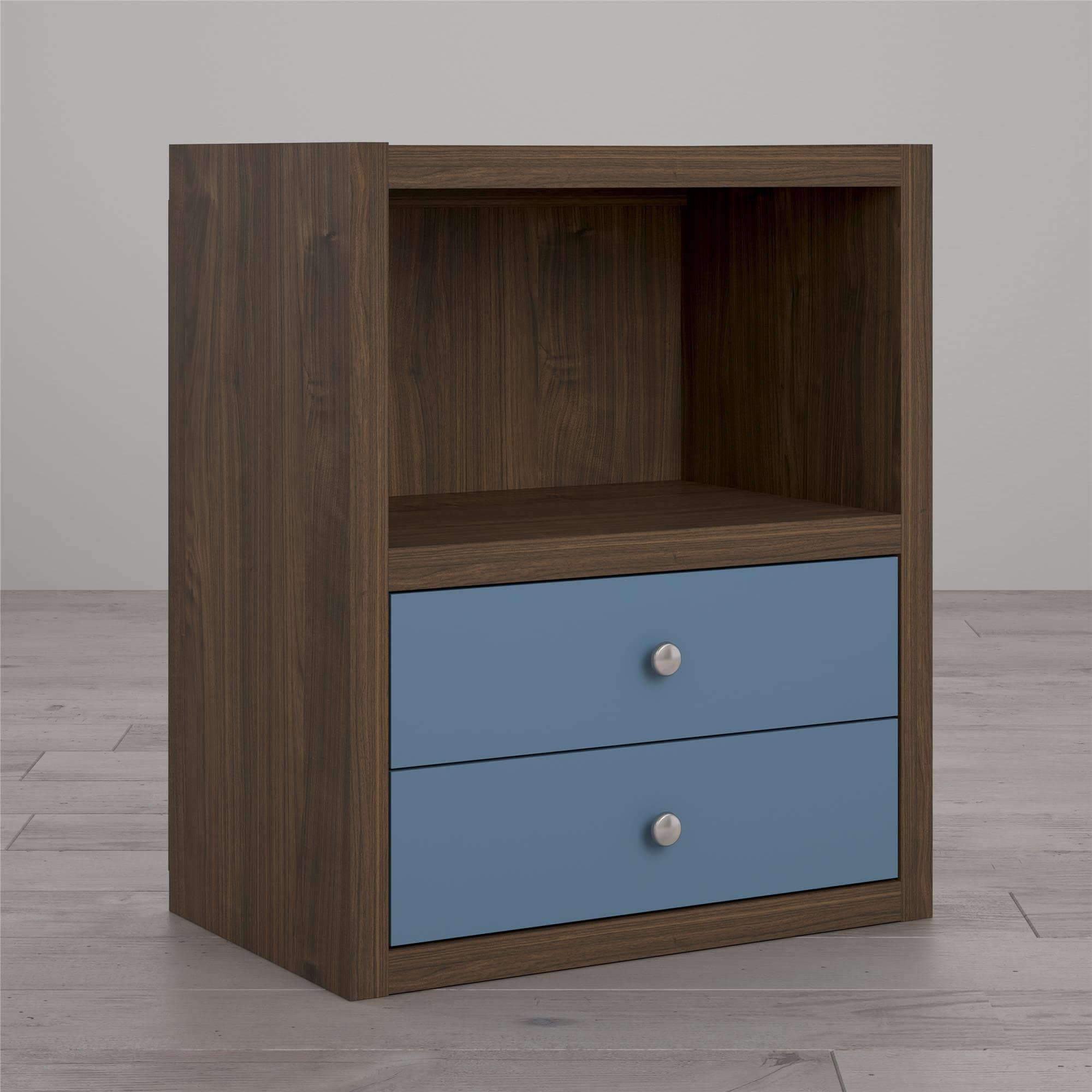 Blue Walnut Modular Bookcase with Drawers Y2326