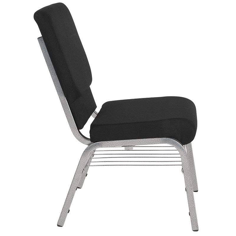 Church Chair with Book Rack Green Patterned Fabric T128264