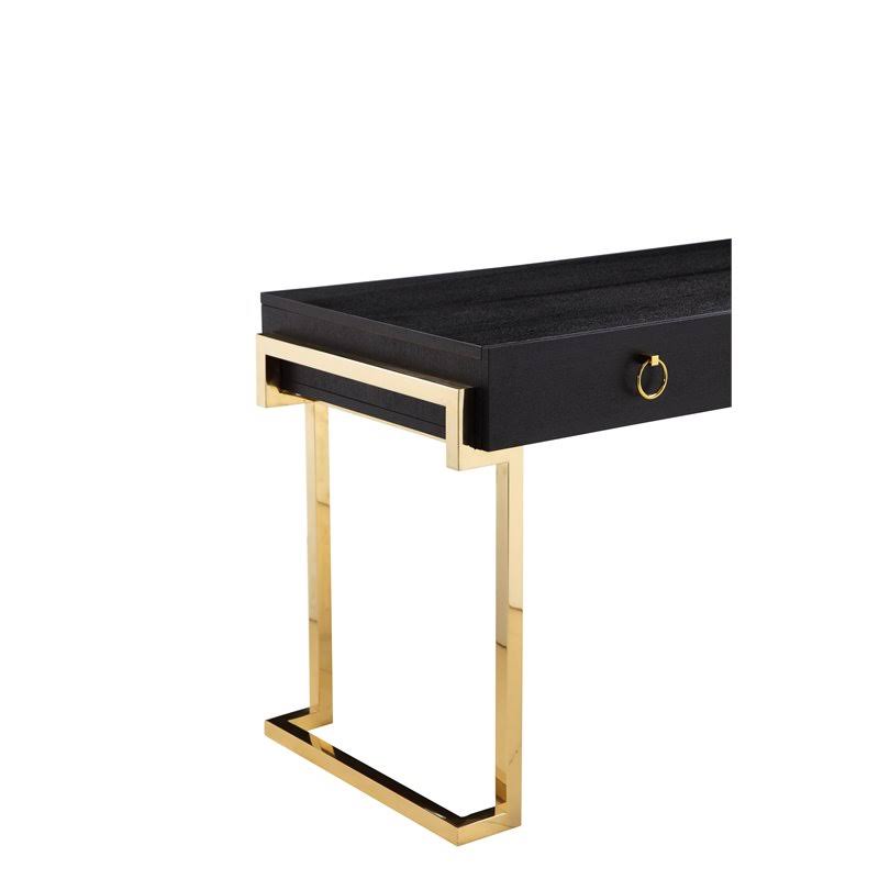 Black Ash Veneer Stainless Steel Desk W3797