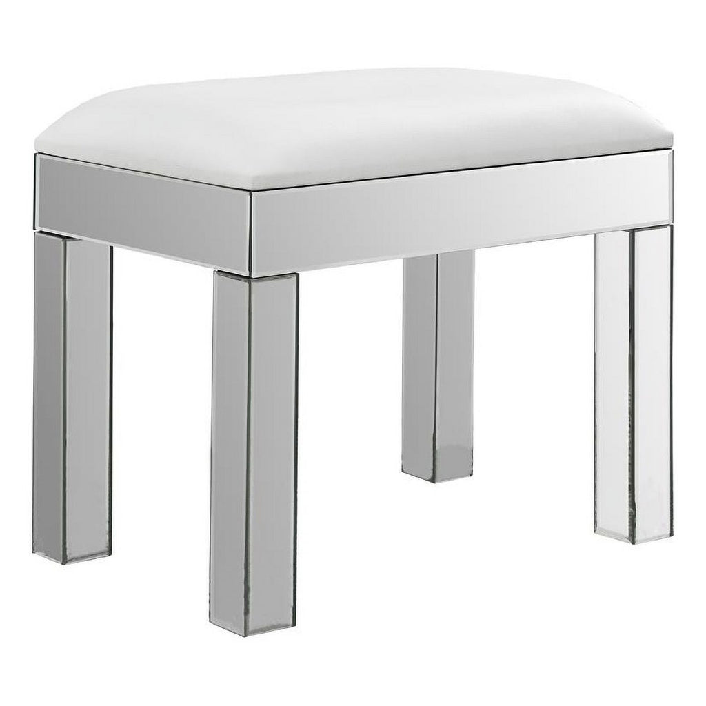 White Upholstered Vanity Stool W35852