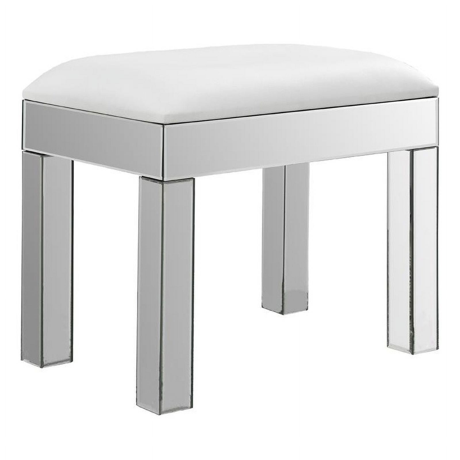 White Upholstered Vanity Stool W35852