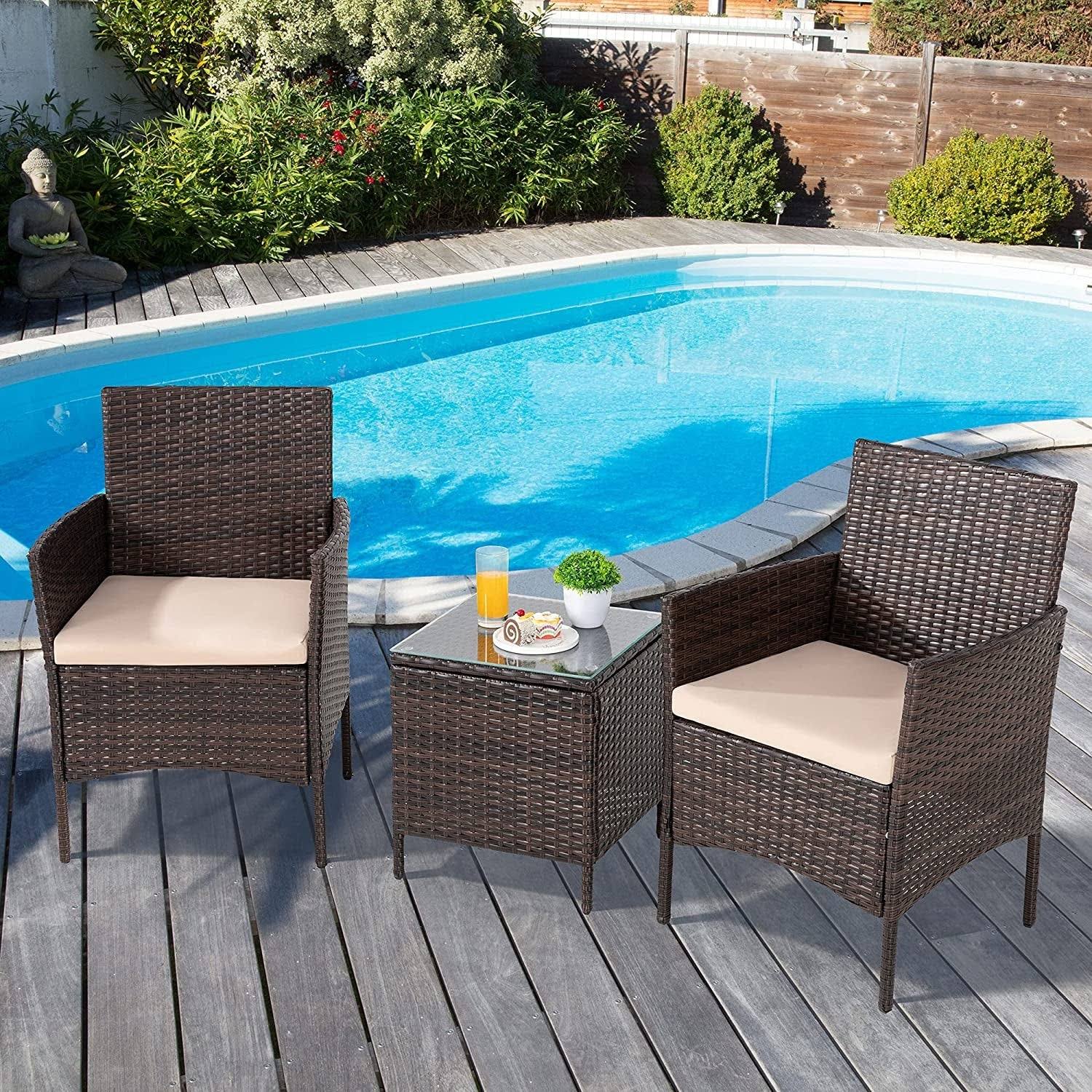 Gray 3 Piece Wicker Patio Chair Set C101858