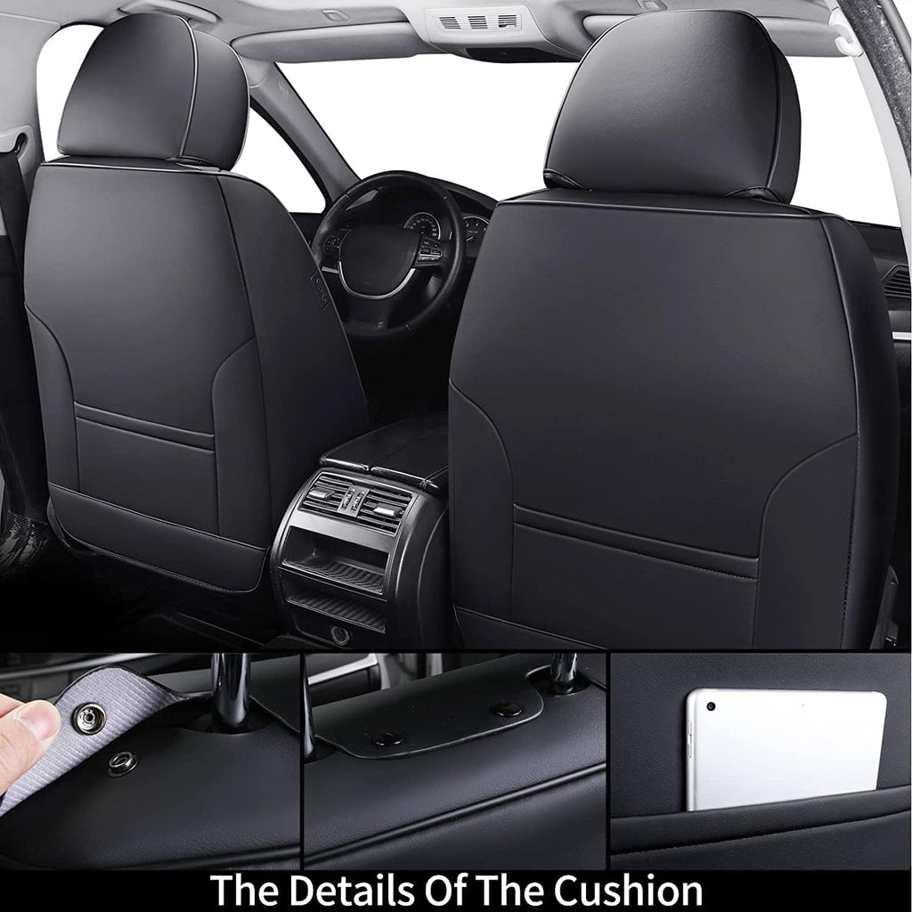 Black Leather Car Seat Covers Full Set 5 Seats P70874