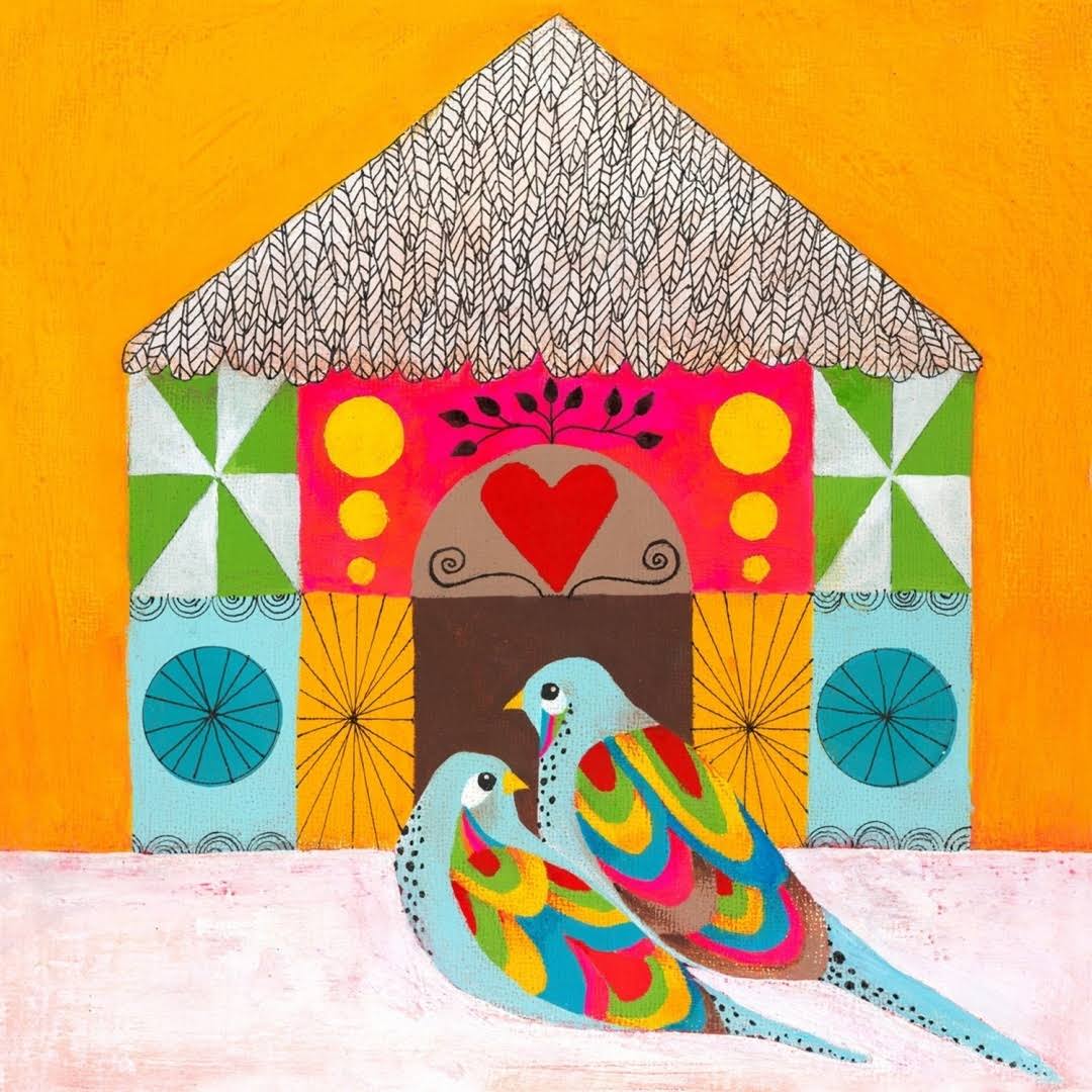 Colorful Lovebirds Canvas Art D184600