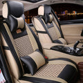Black White Waterproof Leather Car Seat Cover Full Set for 5 Seats U442