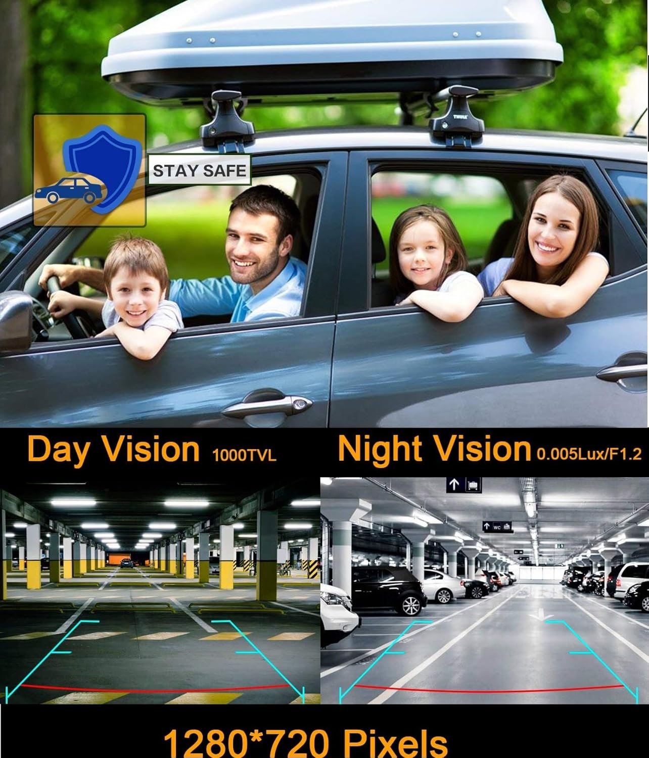 HD 1280x720p Golden Rear View Backup Camera W2951