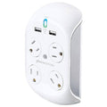 White 4 Outlet 2 USB Surge Protector I324