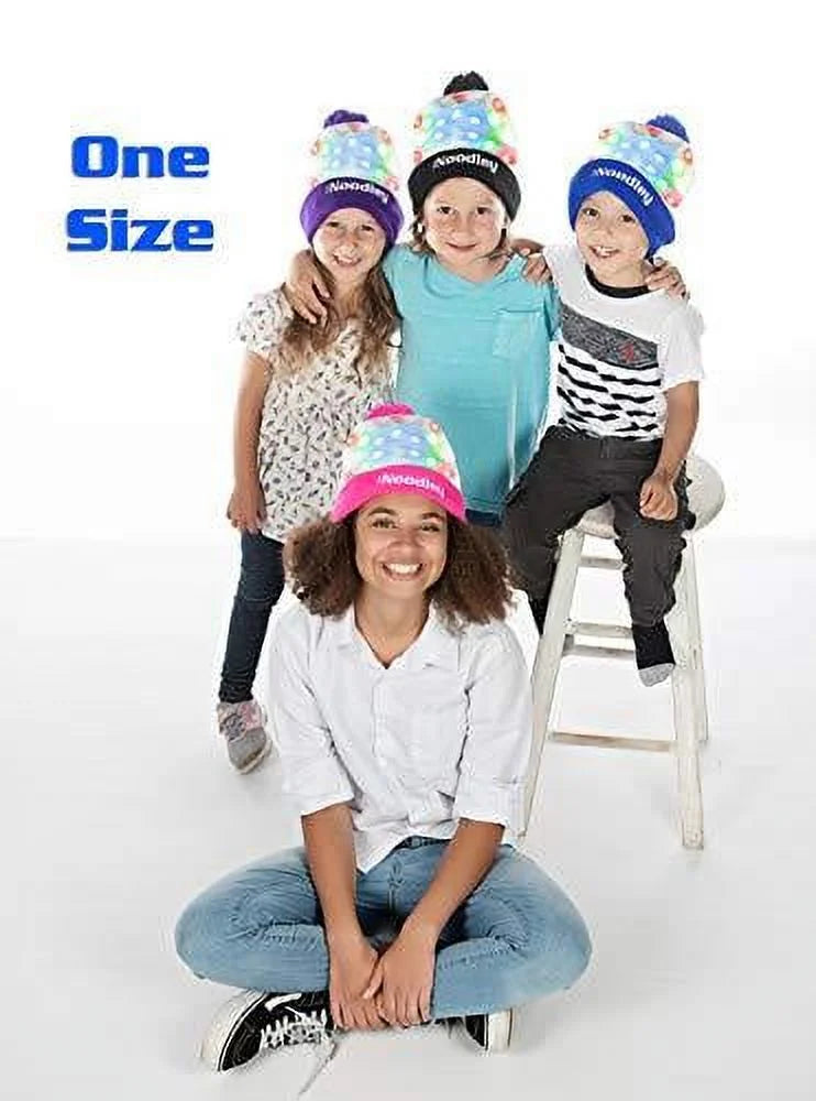 Purple LED Light Gloves and Beanie Hat Set Q4959