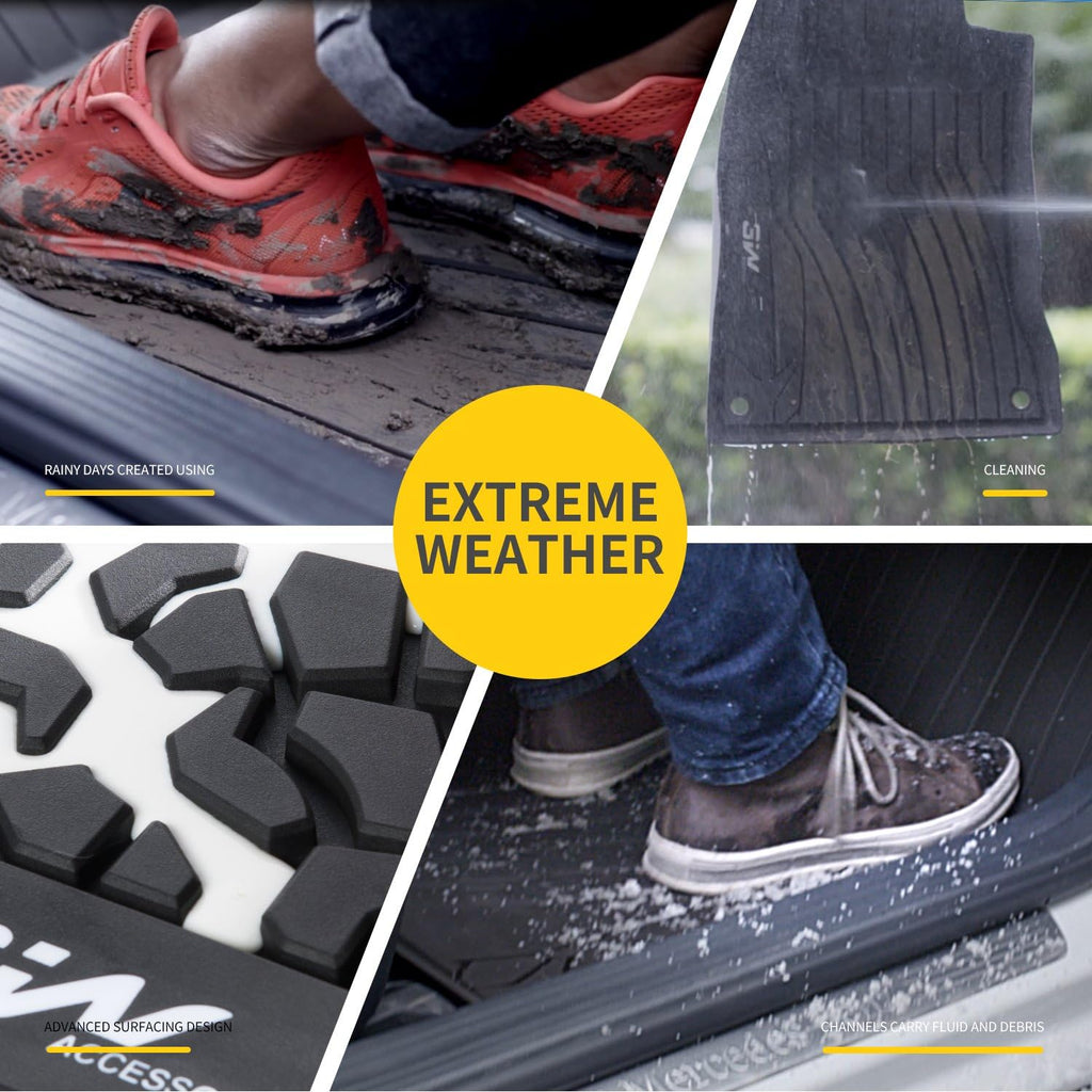 Black All Weather Heavy Duty Custom Fit TPE Car Floor Mats 2 Rows O400