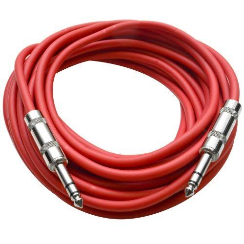 Pack of Six 25 Foot Red TRS Patch Cable Q1581