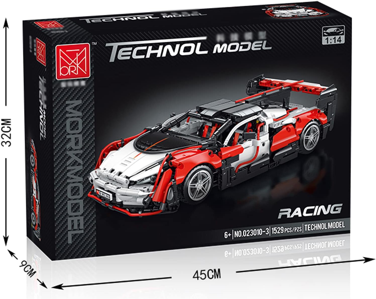 Red and White 1:14 Scale Sports Car MOC Building Blocks Set (1529 Pcs) Pack of 2 X410