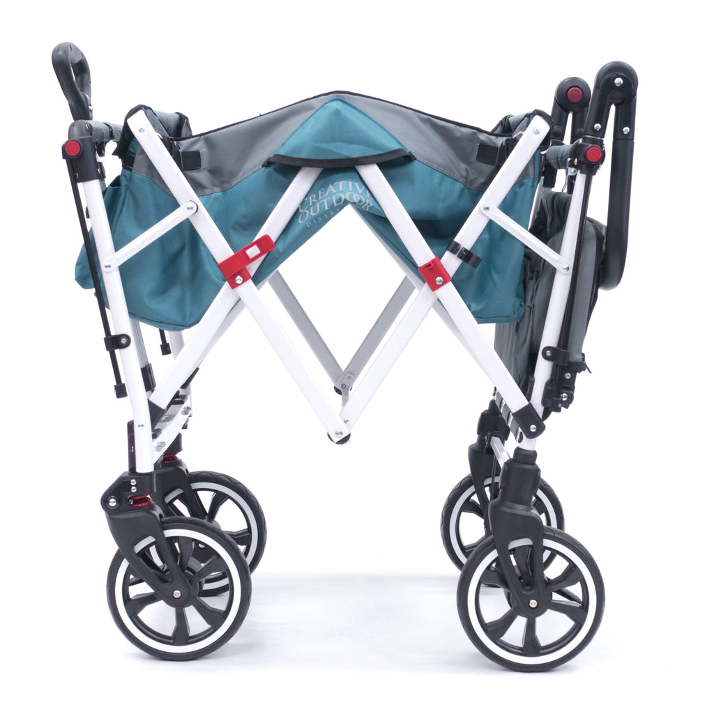 Teal Gray Folding Wagon Stroller with Canopy A4644