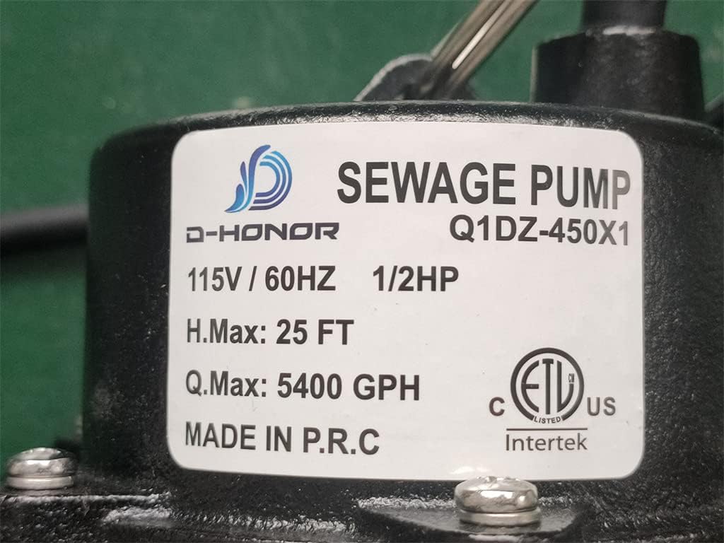 Cast Iron Sewage Pump with Piggy Back Tether Float Switch W114149