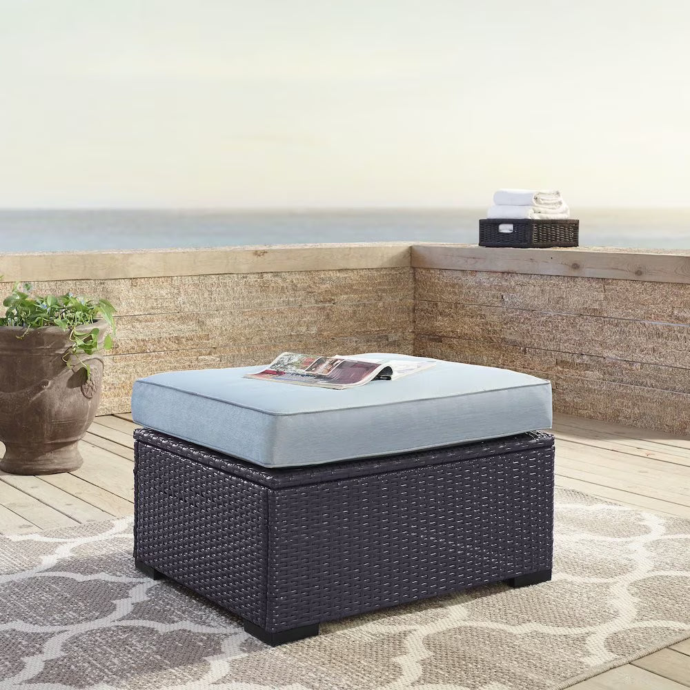 White/Brown Wicker Ottoman G367