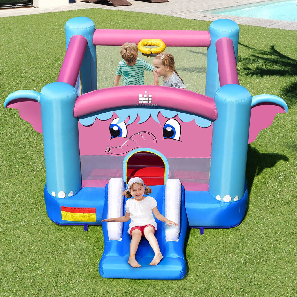 Inflatable Bounce House 3-in-1 Elephant Theme Castle with 550W Blower N3704