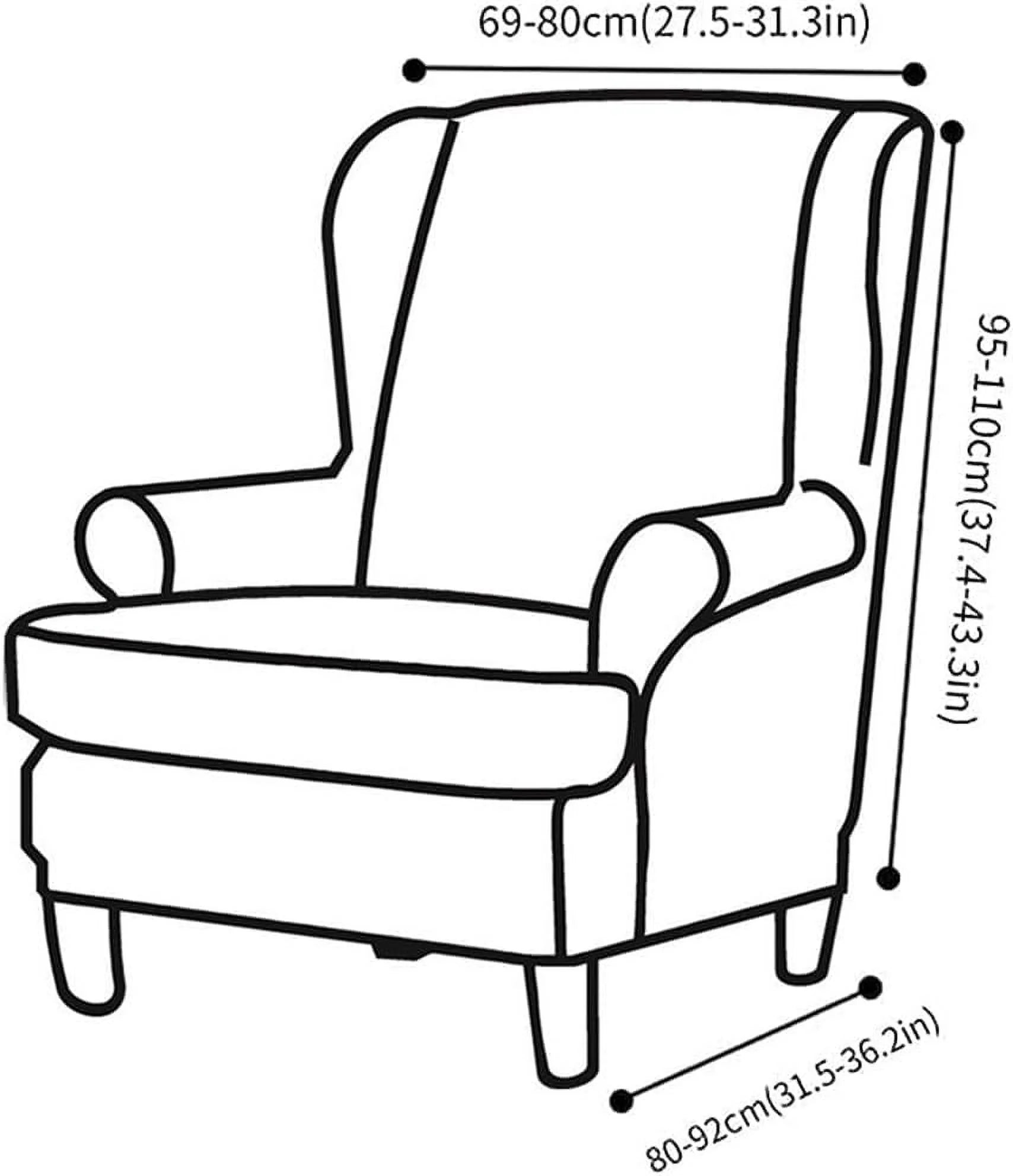 Navy Velvet Stretch Wingback Chair Sofa Slipcover with Elastic Bottom B514763