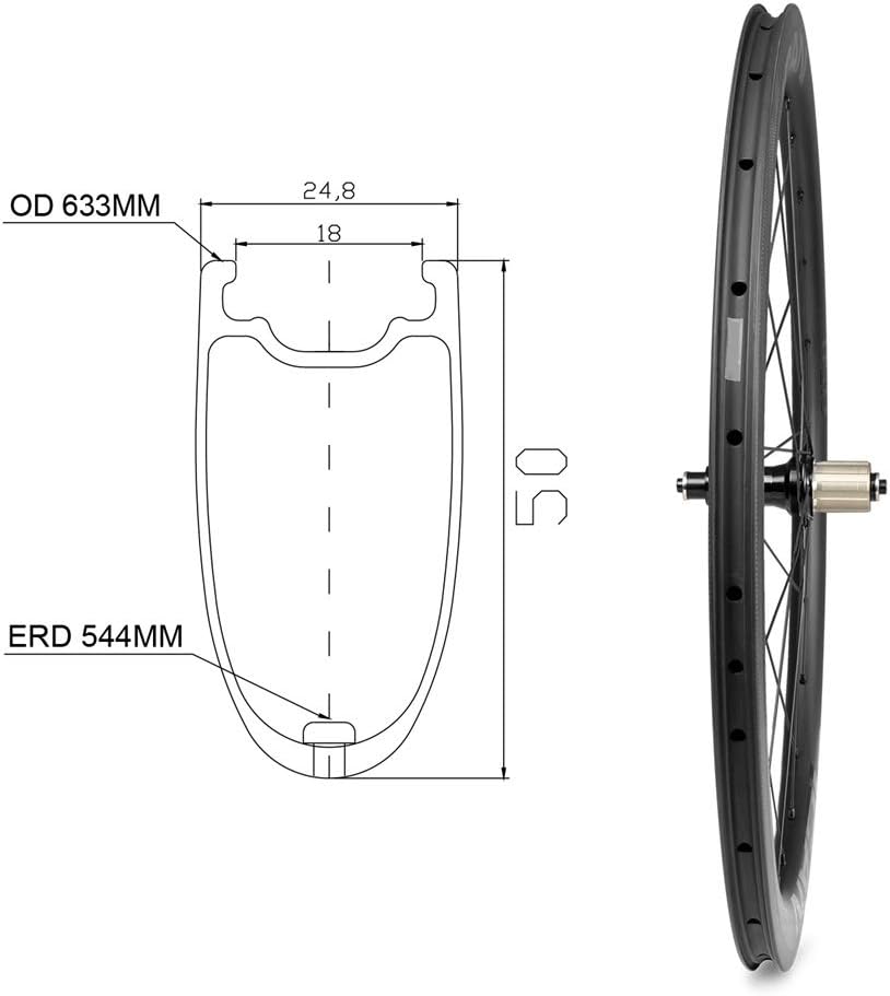 Carbon Wheels 700C Road Bike Wheelset Rim Brake Clincher Tubeless Ready G135729