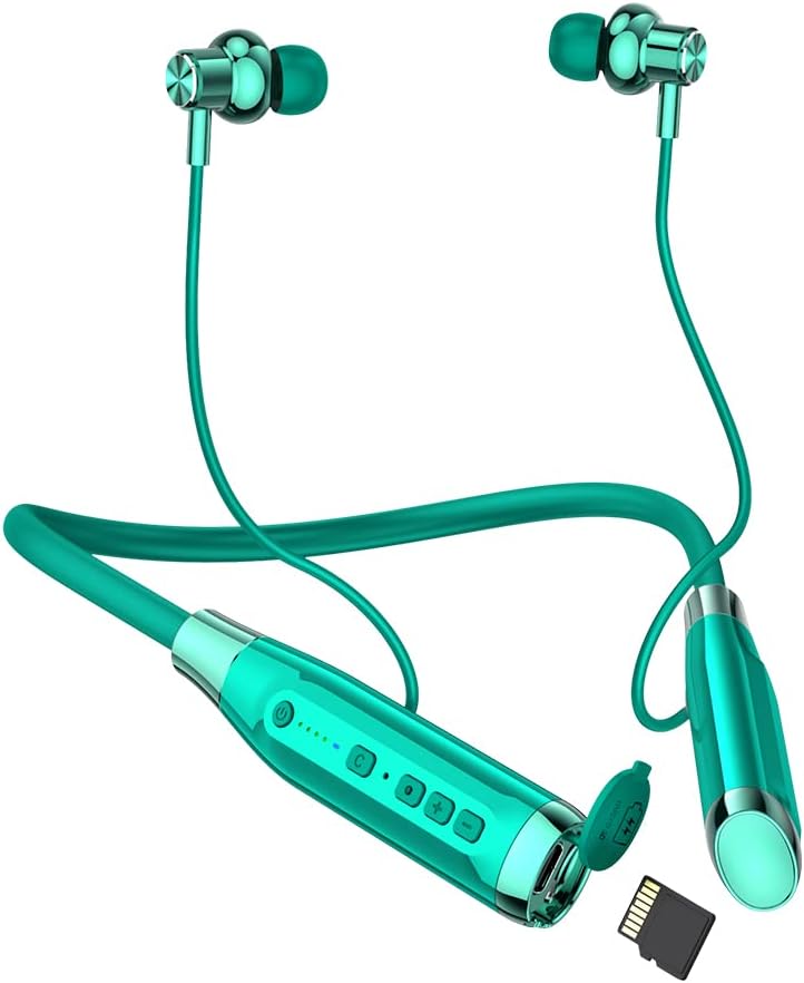Wireless Bluetooth Neckband Earphones with TF Card Slot, 100H Playtime, Black A448