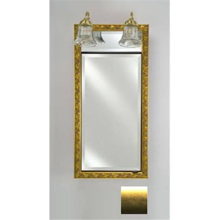 Brushed Satin Gold Recessed Single Door Cabinet with Traditional Lights U8325