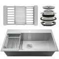 33x22 L x 22x22 W Drop-In Kitchen Sink with Adjustable Tray and Drain Strainer Kit L2298