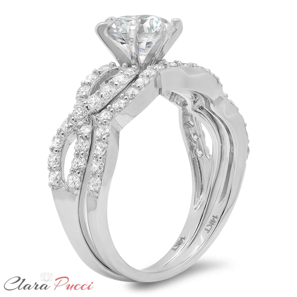 1.52 ct Round Cut Natural Diamond VS1-VS2 J-K 18K White Gold Engagement Ring Set T372654