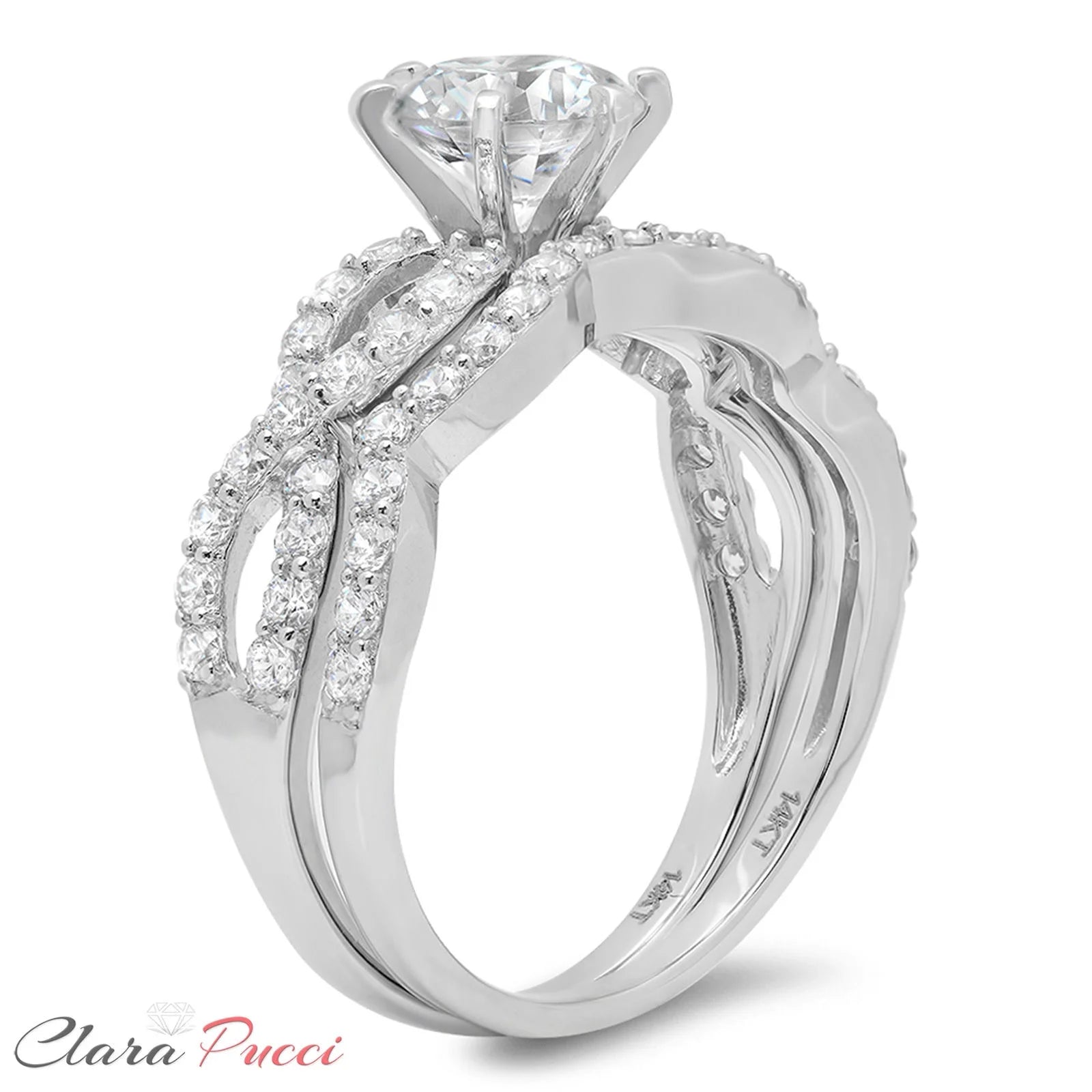 1.52 ct Round Cut Natural Diamond VS1-VS2 J-K 18K White Gold Engagement Ring Set T372654