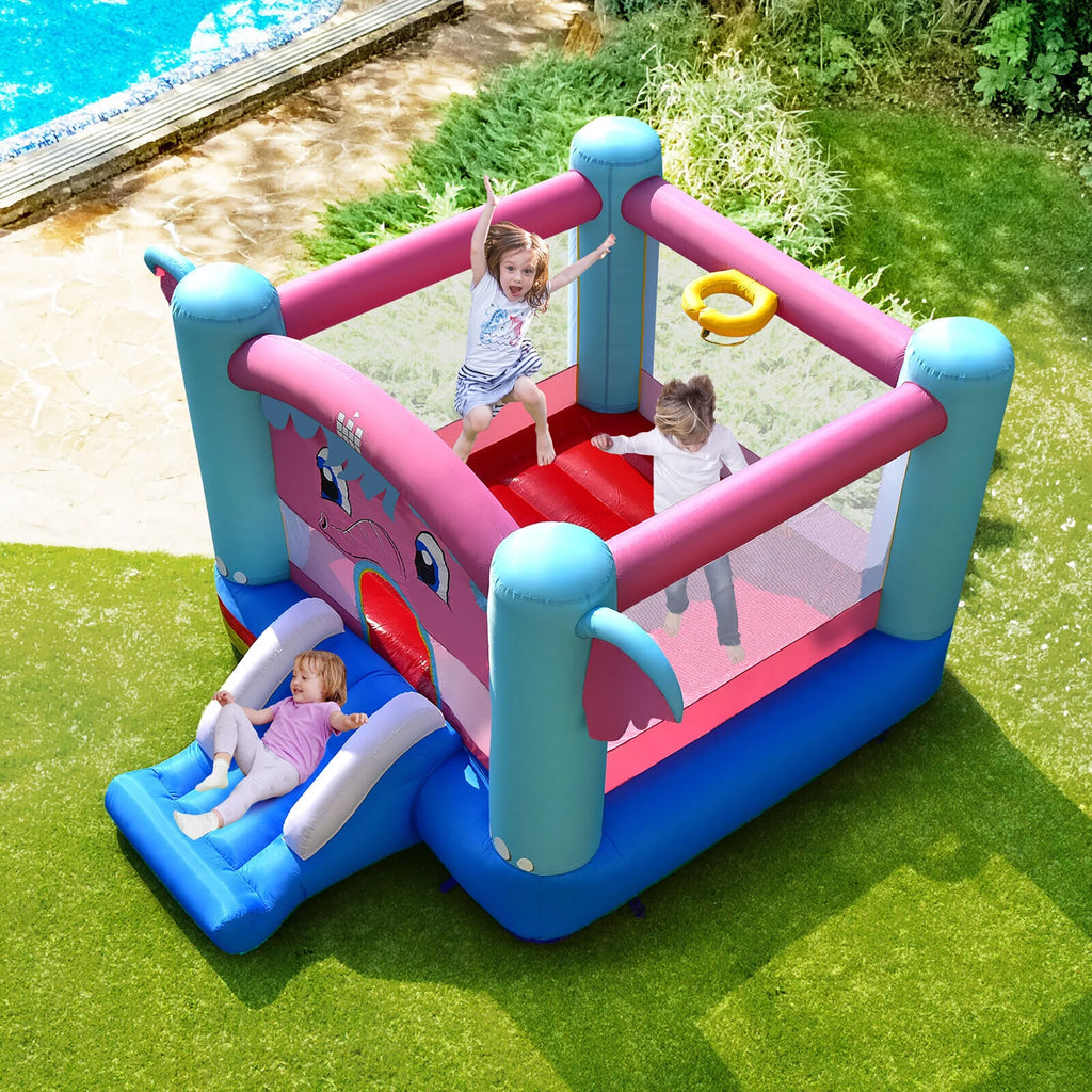 Inflatable Bounce House 3-in-1 Elephant Theme Castle with 550W Blower N3704
