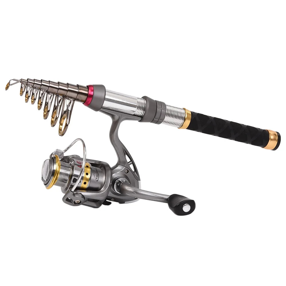 Carbon Fiber Telescopic Fishing Rod Reel Combo with Carrier Bag U632