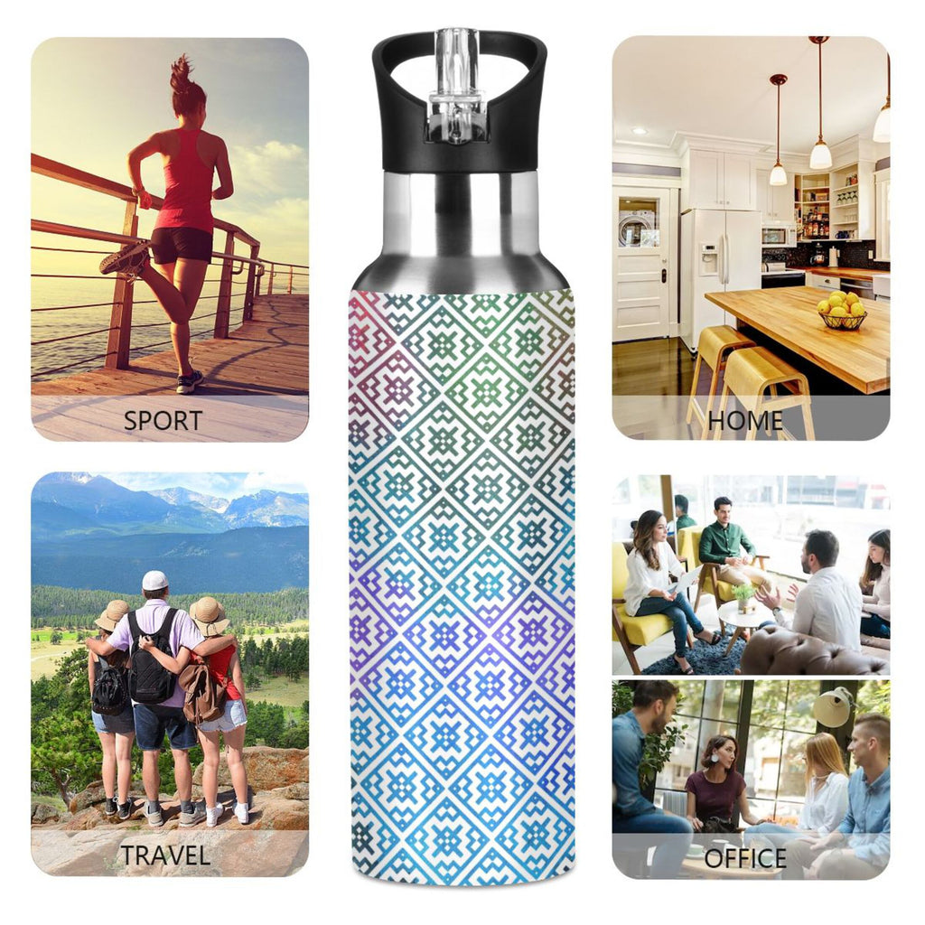 20 oz Insulated Stainless Steel Water Bottle with Straw Lid H810