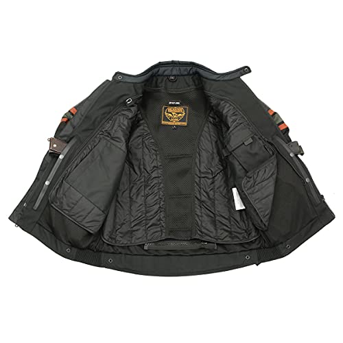 Burnt Orange Leather and Textile Armored Motorcycle Jacket U8548