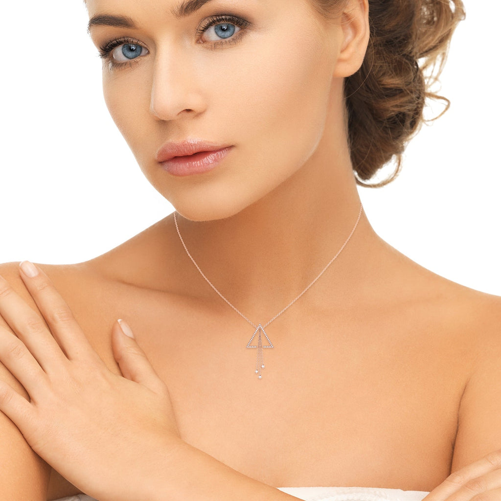 Adjustable Diamond Lariat Necklace in 14K Rose Gold Vermeil on 925 Sterling Silver W811856