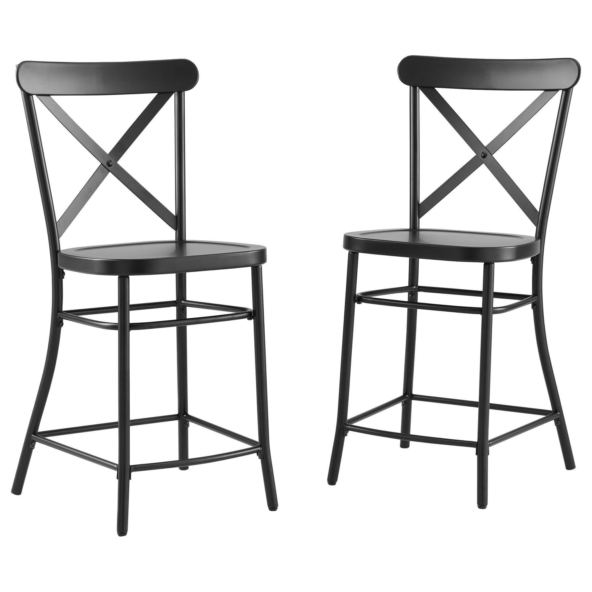 Matte Black Metal 2-pc. Counter Stool Set L671289