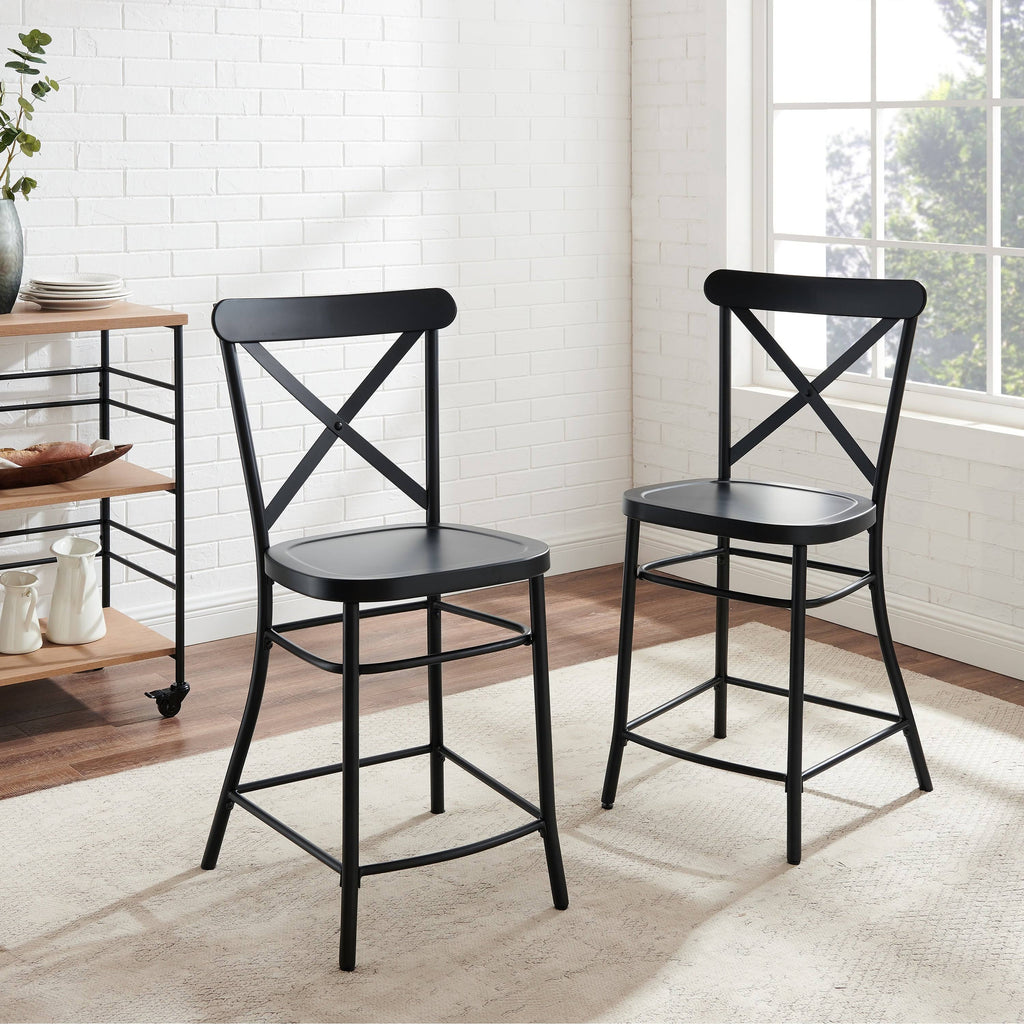 Matte Black Metal 2-pc. Counter Stool Set L671289