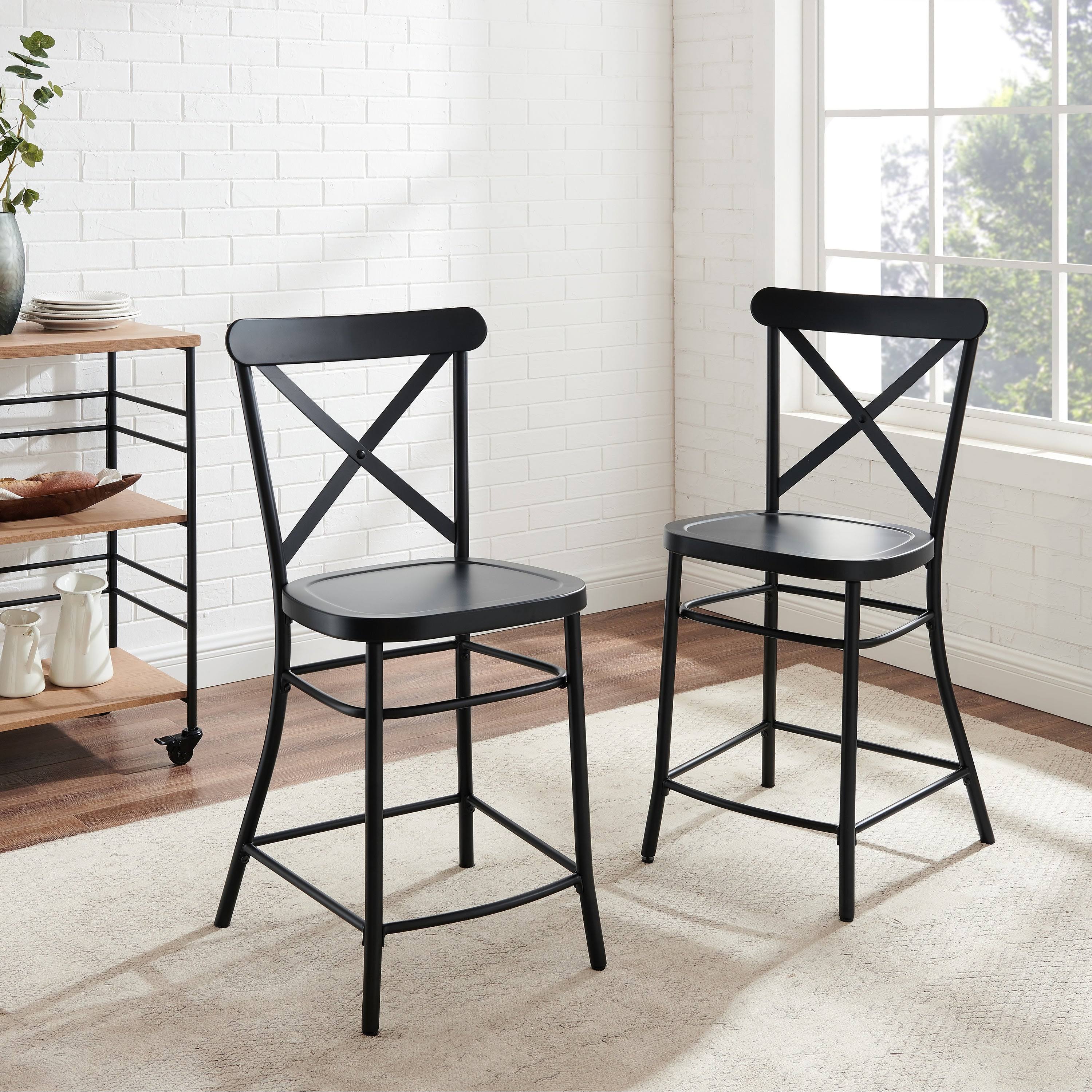 Matte Black Metal 2-pc. Counter Stool Set L671289