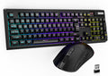 Wireless Gaming Keyboard and Mouse Combo, 87 Key RGB LED Backlight, Black, Pack of 2 R470207