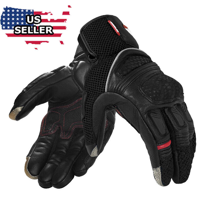 Leather Motorcycle Full Finger Touchscreen Riding Gloves X645336