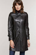 Italian Lambskin Leather Trench Coat V230222