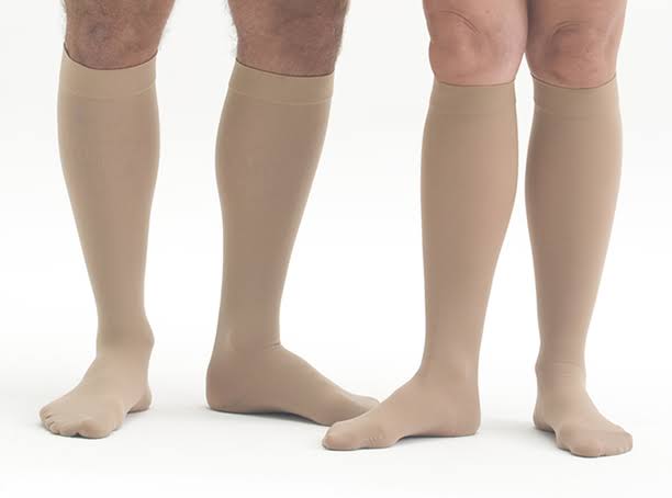 Beige Calf High Closed Toe Compression Stocking M157