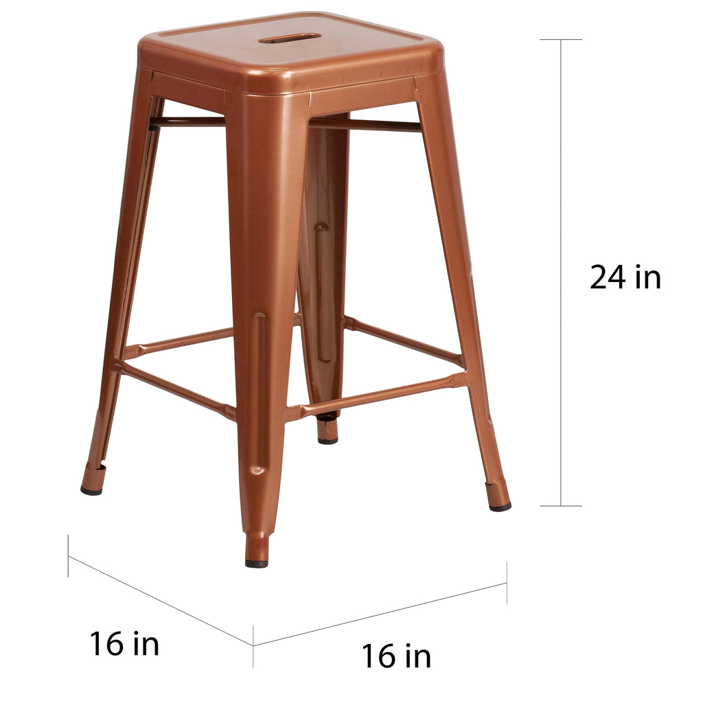 White Metal Square Backless Stool X4677