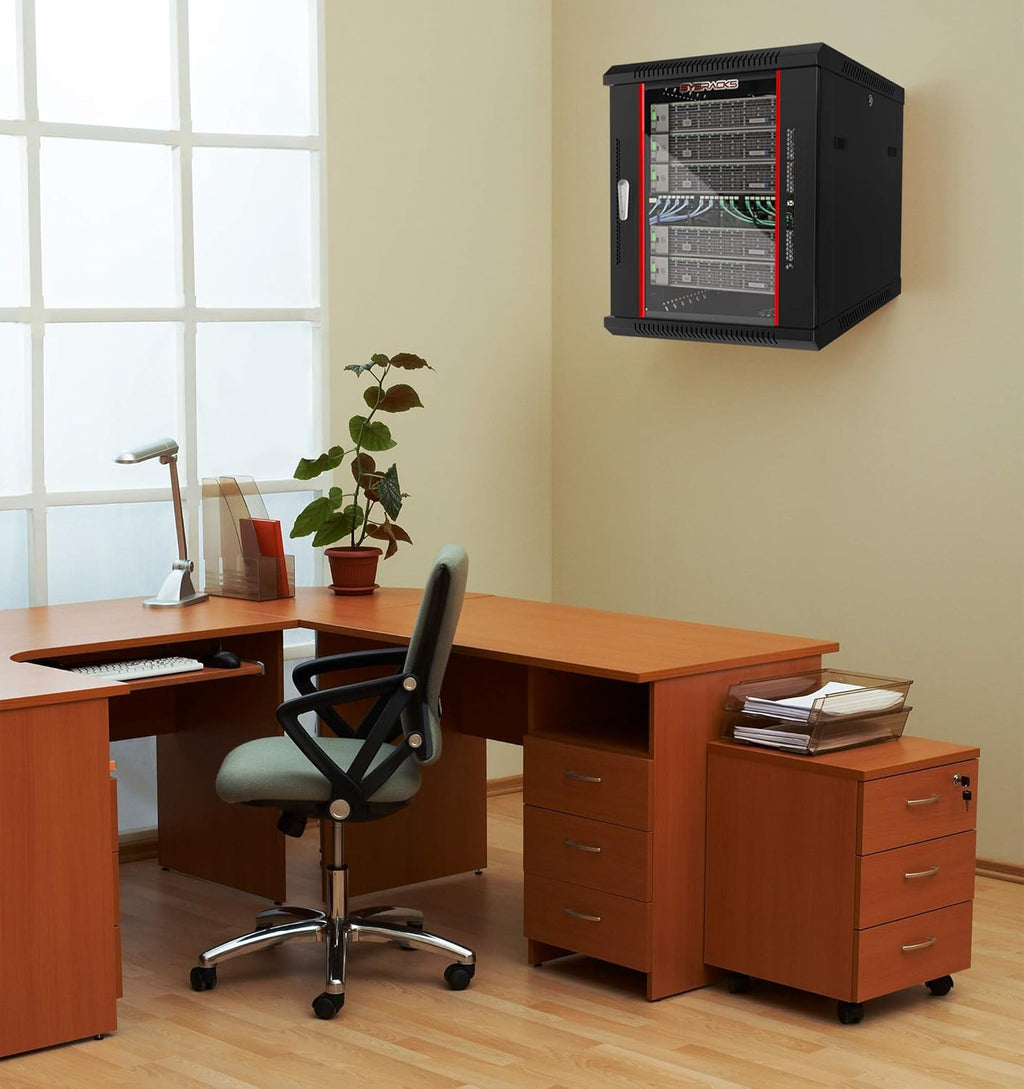 Locking Wall Mount Server Rack Cabinet 9U with Casters and Shelf D791