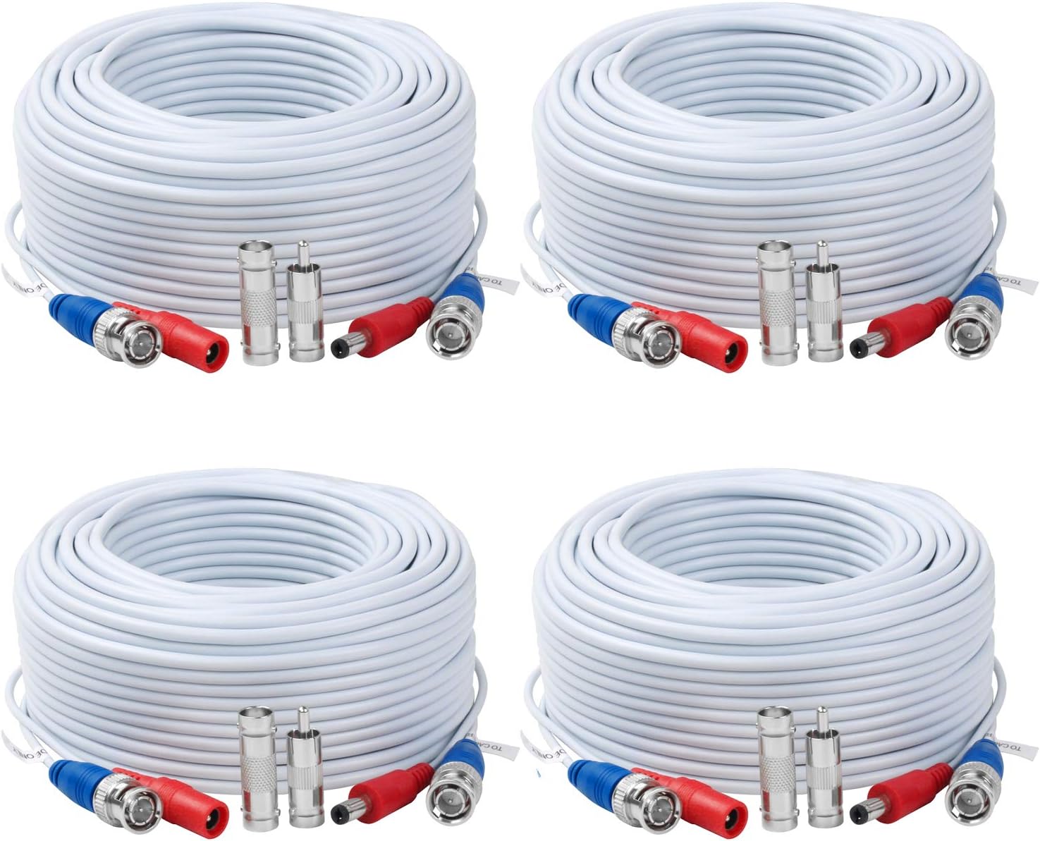 4 Pack 200 Feet BNC Video Power Cable with Connectors Q449
