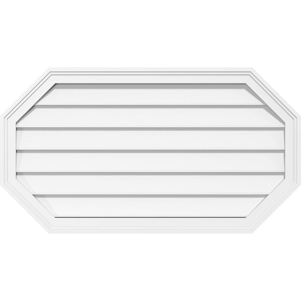 Horizontal Elongated Octagon Surface Mount PVC Gable Vent I86363