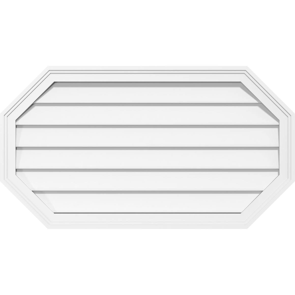Horizontal Elongated Octagon Surface Mount PVC Gable Vent I86363
