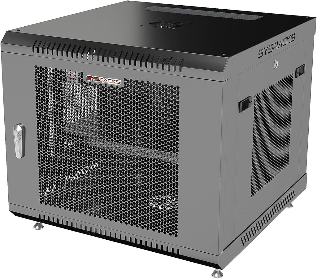 Locking Wall Mount Server Rack Cabinet 9U with Casters and Shelf D791