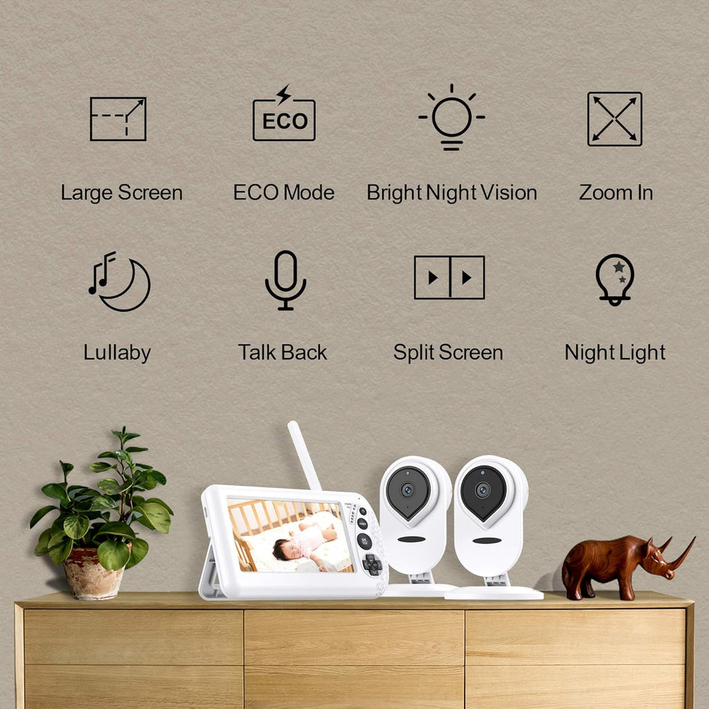 4.3 1080P HD Split-Screen Video Baby Monitor with 2 Cameras and Audio P96596