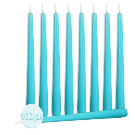 Turquoise Dripless Taper Candles, 100 Pack T91650