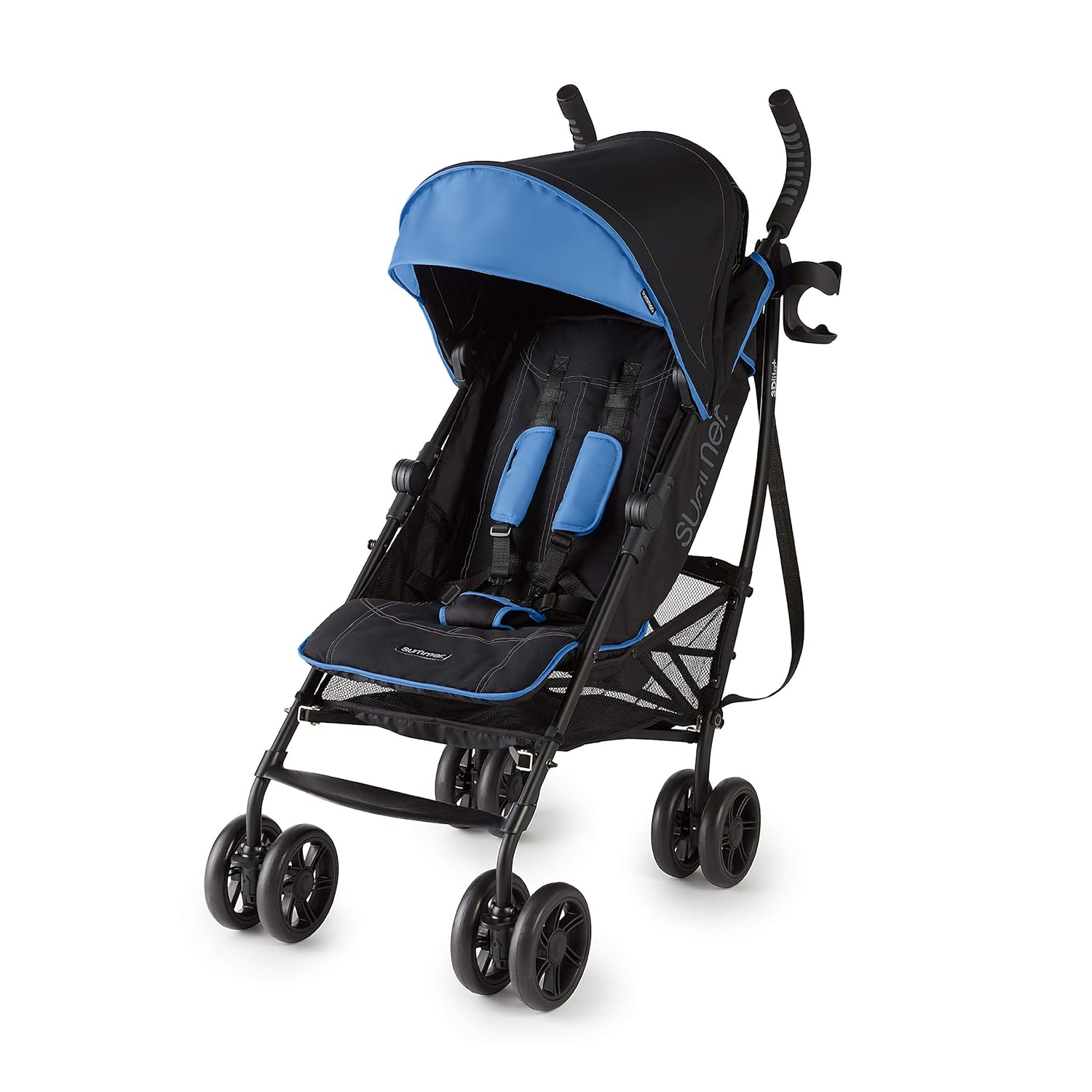 Matte Black Lightweight Umbrella Stroller with Oversized Canopy and Compact Fold S110