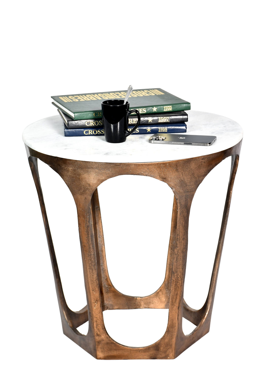 Castle Side Table Antique Brass Marble L266287