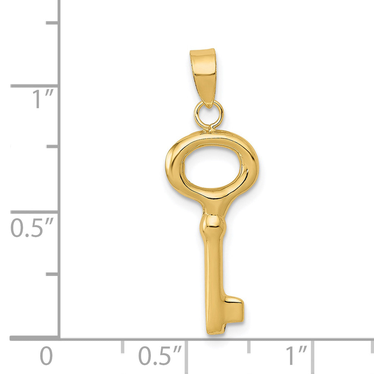 14K Yellow Gold Polished Key Pendant Charm with 10K Yellow Gold Rope Chain Necklace 16'' U677214
