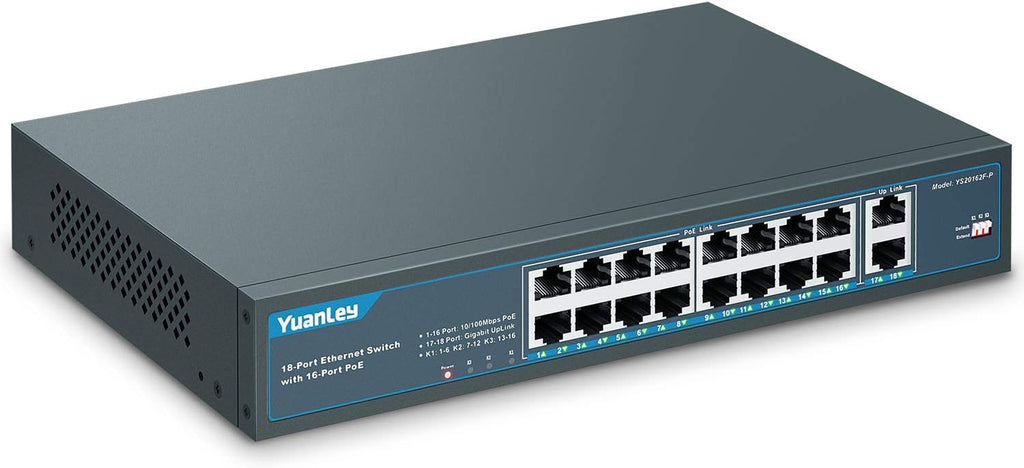26 Port PoE Switch, 24 PoE+ Port 100Mbps, 2 Uplink Gigabit, 400W Rackmount Unmanaged Switch V8271